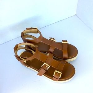 Michael kors cognac ankle strap platform sandals
